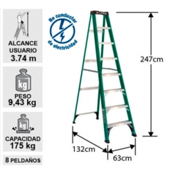 ESCALERA TIJERA FIBRA DE VIDRIO 2.44 METROS