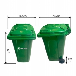 CONTENEDOR DE RESIDUOS PLASTICO CON RUEDAS VERDE 200 LTS.