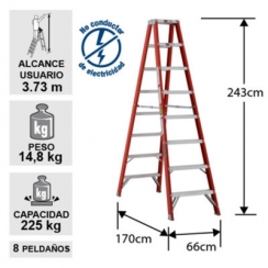 ESCALERA FIBRA DE VIDRIO DOBLE ACCESO 2.44M / 8P