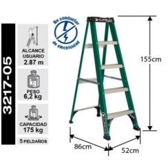 ESCALERA TIJERA FIBRA DE VIDRIO 1.55 METROS