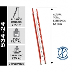 ESCALERA TELESCOPICA FIBRA DE VIDRIO SERIE 534