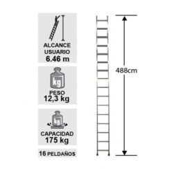 Escalera de Aluminio Recta 4.80M / 16 P.