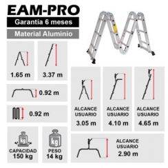 ESCALERA DE ALUMINIO MULTIPROPOSITO 12 PELDAOS 150 KGS.