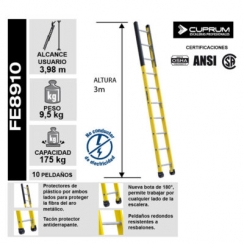 ESCALERA RECTA FIBRA DE VIDRIO 10 PELDAOS PARA CAMARA