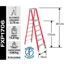 ESCALERA TIJERA PLATAFORMA 6 PELDAOS