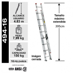 ESCALERA DE ALUMINIO TELESCOPICA 3.94 M. / 16P