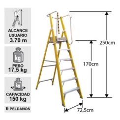 FIBRA V. PLATAFORMA 6 PELDA CON BARANDA DOBLE