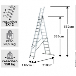 ESCALERA DE ALUMINIO TIJERA CON EXTENSION 7.95 M.