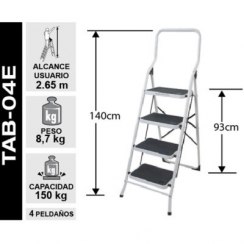 TABURETE METALICO 4 PELDAOS CON ASA