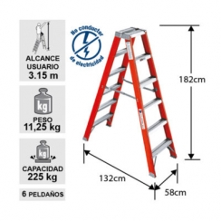 ESCALERA FIBRA DE VIDRIO DOBLE ACCESO 1.83M / 6P