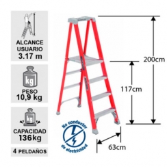 ESCALERA TIJERA PLATAFORMA 4 PELDAOS