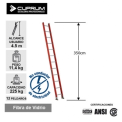 Escalera Recta Fibra de Vidrio SERIE 544